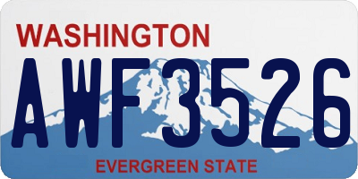 WA license plate AWF3526