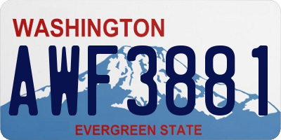 WA license plate AWF3881