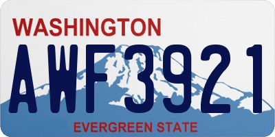 WA license plate AWF3921