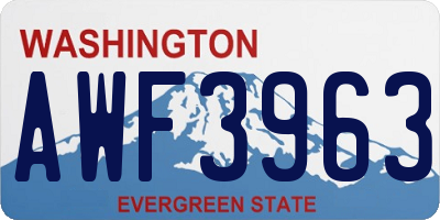 WA license plate AWF3963