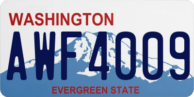 WA license plate AWF4009