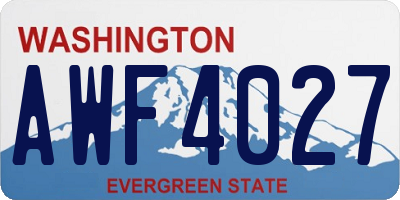 WA license plate AWF4027