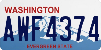 WA license plate AWF4374