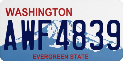 WA license plate AWF4839