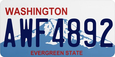 WA license plate AWF4892