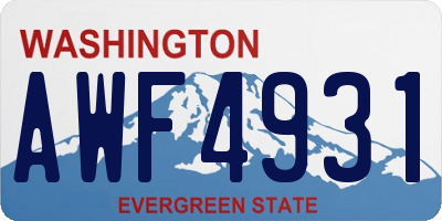 WA license plate AWF4931