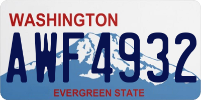 WA license plate AWF4932