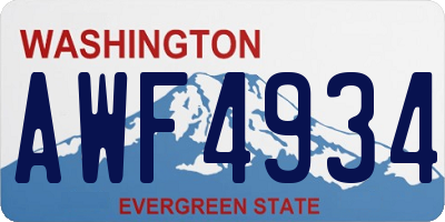 WA license plate AWF4934