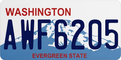 WA license plate AWF6205