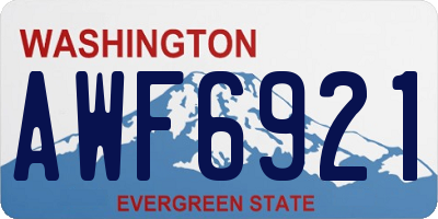 WA license plate AWF6921
