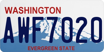 WA license plate AWF7020