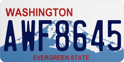 WA license plate AWF8645
