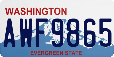 WA license plate AWF9865