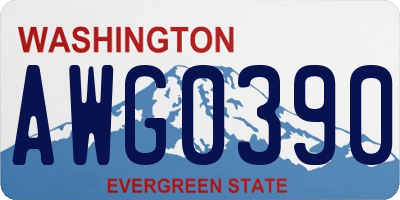 WA license plate AWG0390