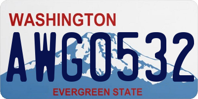 WA license plate AWG0532