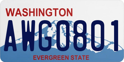 WA license plate AWG0801