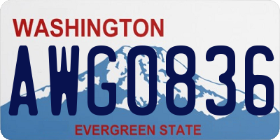 WA license plate AWG0836
