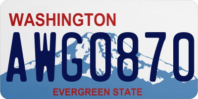 WA license plate AWG0870