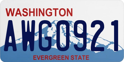 WA license plate AWG0921