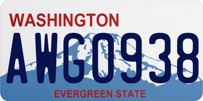 WA license plate AWG0938