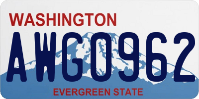 WA license plate AWG0962