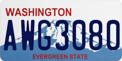 WA license plate AWG3080