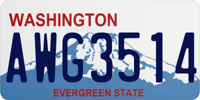 WA license plate AWG3514