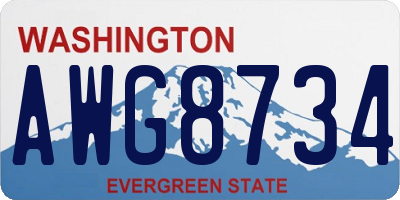 WA license plate AWG8734