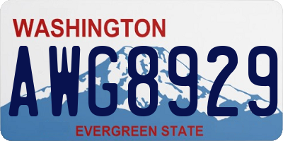 WA license plate AWG8929