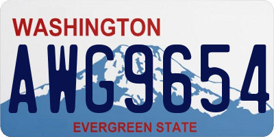 WA license plate AWG9654