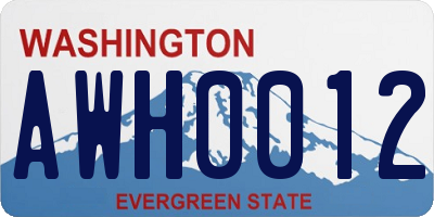 WA license plate AWH0012