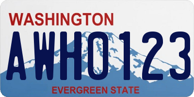 WA license plate AWH0123