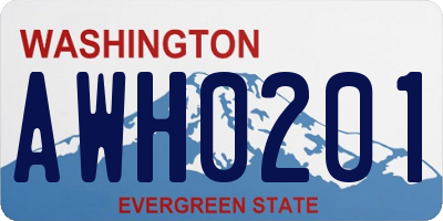 WA license plate AWH0201