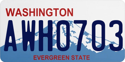 WA license plate AWH0703