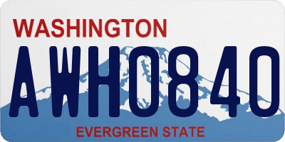 WA license plate AWH0840