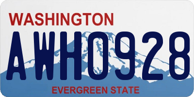 WA license plate AWH0928