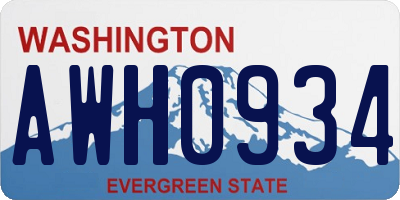 WA license plate AWH0934