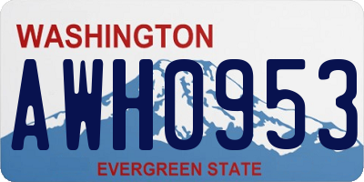 WA license plate AWH0953