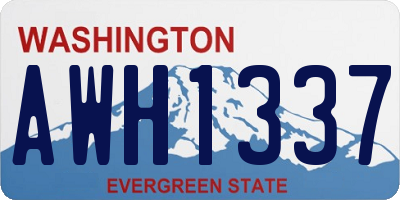 WA license plate AWH1337