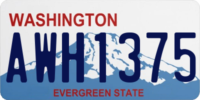WA license plate AWH1375