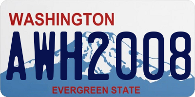 WA license plate AWH2008