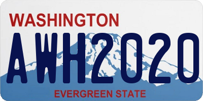 WA license plate AWH2020