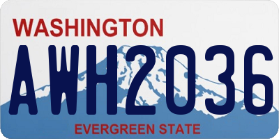 WA license plate AWH2036
