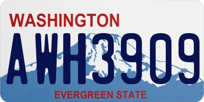 WA license plate AWH3909