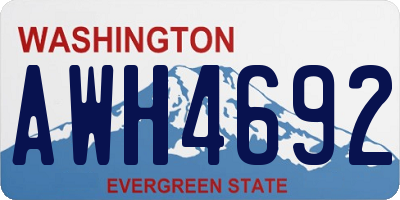 WA license plate AWH4692