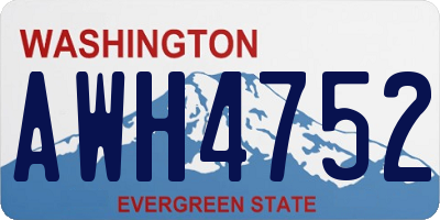 WA license plate AWH4752