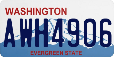 WA license plate AWH4906