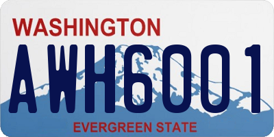 WA license plate AWH6001
