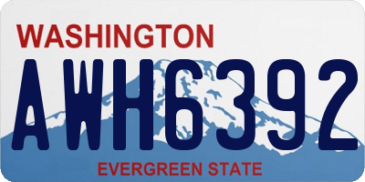 WA license plate AWH6392
