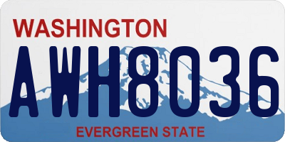 WA license plate AWH8036